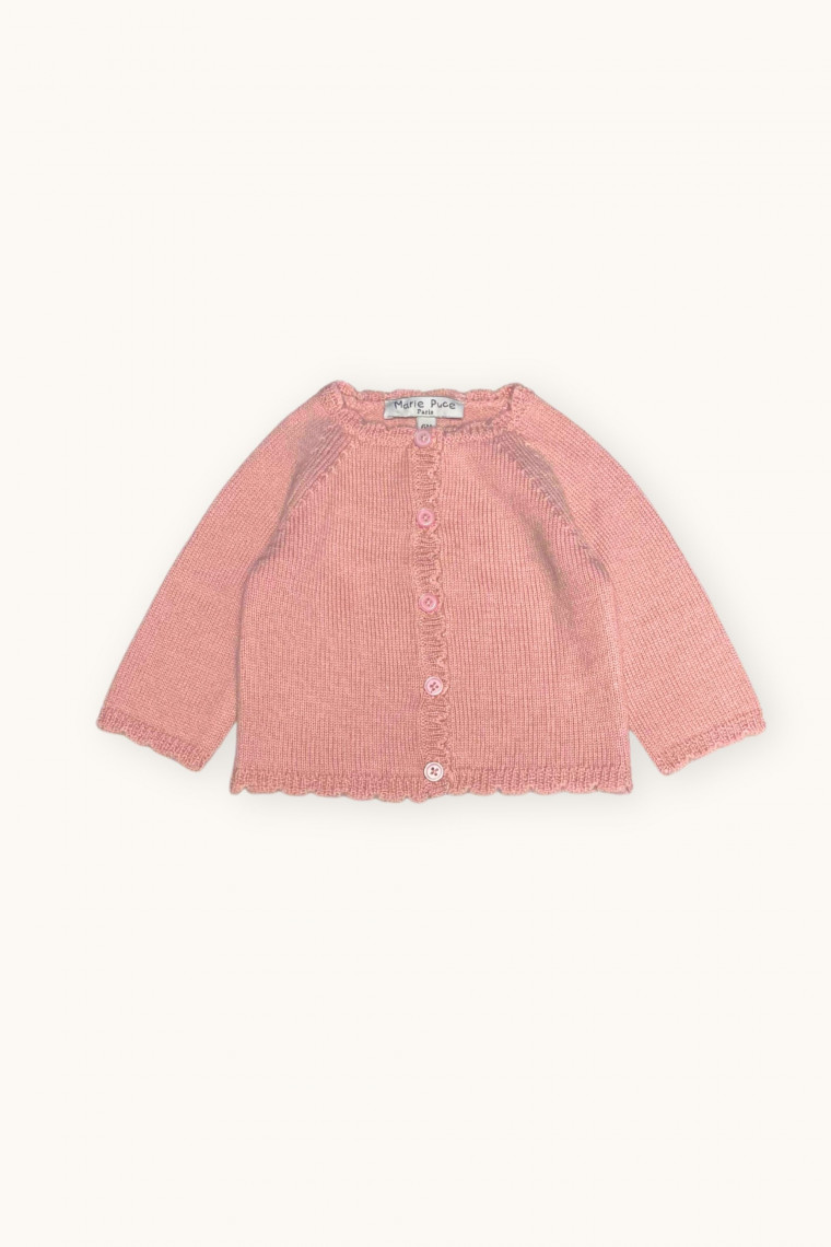 Cardigan bébé Luna festonné merinos