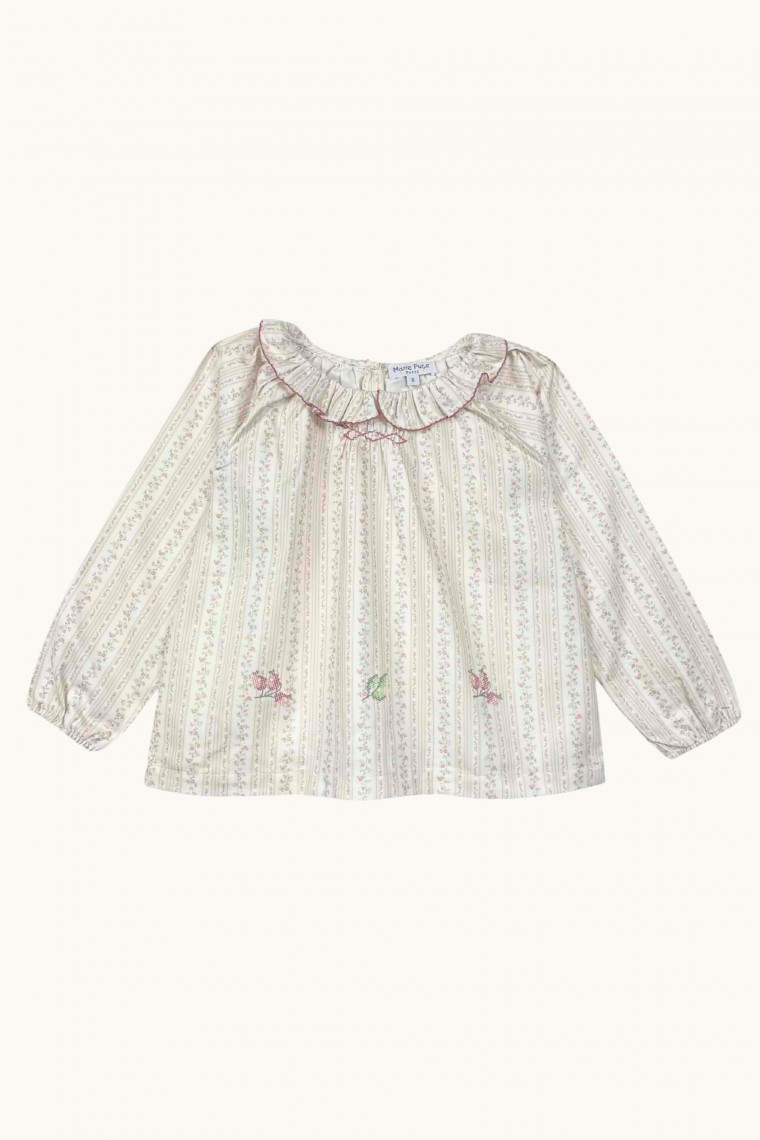 Blouse brodée Olympe en twill bio