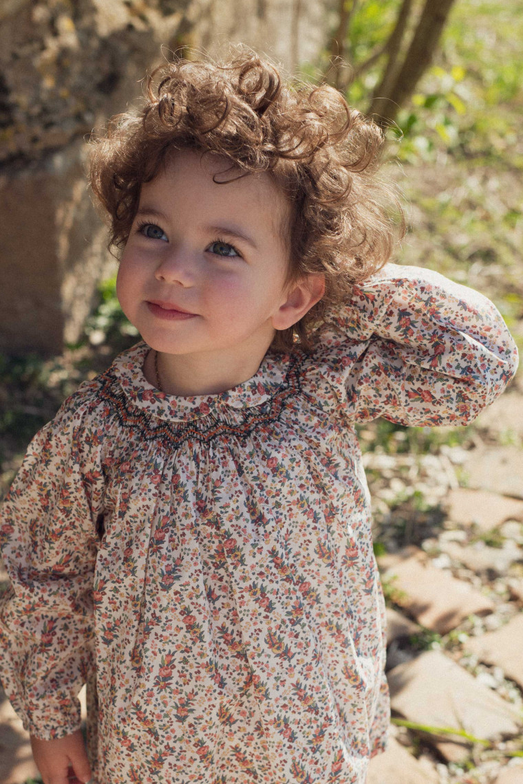 Robe bebe Melanie smockée en Liberty