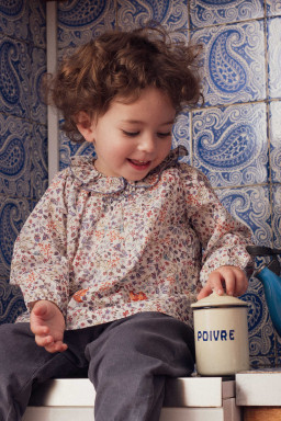 Olympe embroidered baby blouse in Liberty