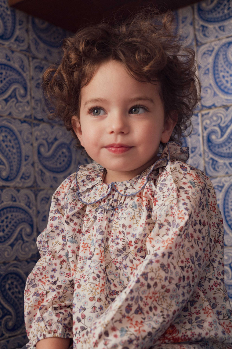 Olympe embroidered baby blouse in Liberty