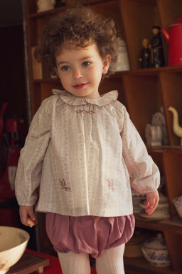 Blouse bébé brodée Olympe en twill bio
