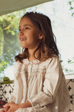 Amanda hand-smocked dress in organic twill
