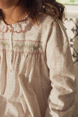 Amanda hand-smocked dress in organic twill