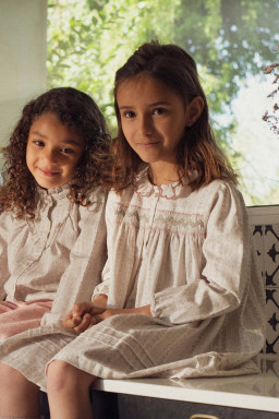 Amanda hand-smocked dress in organic twill