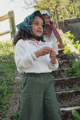 Aria smocked blouse in organic double gauze