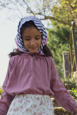 Aria smocked blouse in organic double gauze