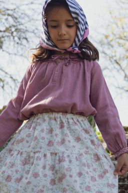 Aria smocked blouse in organic double gauze