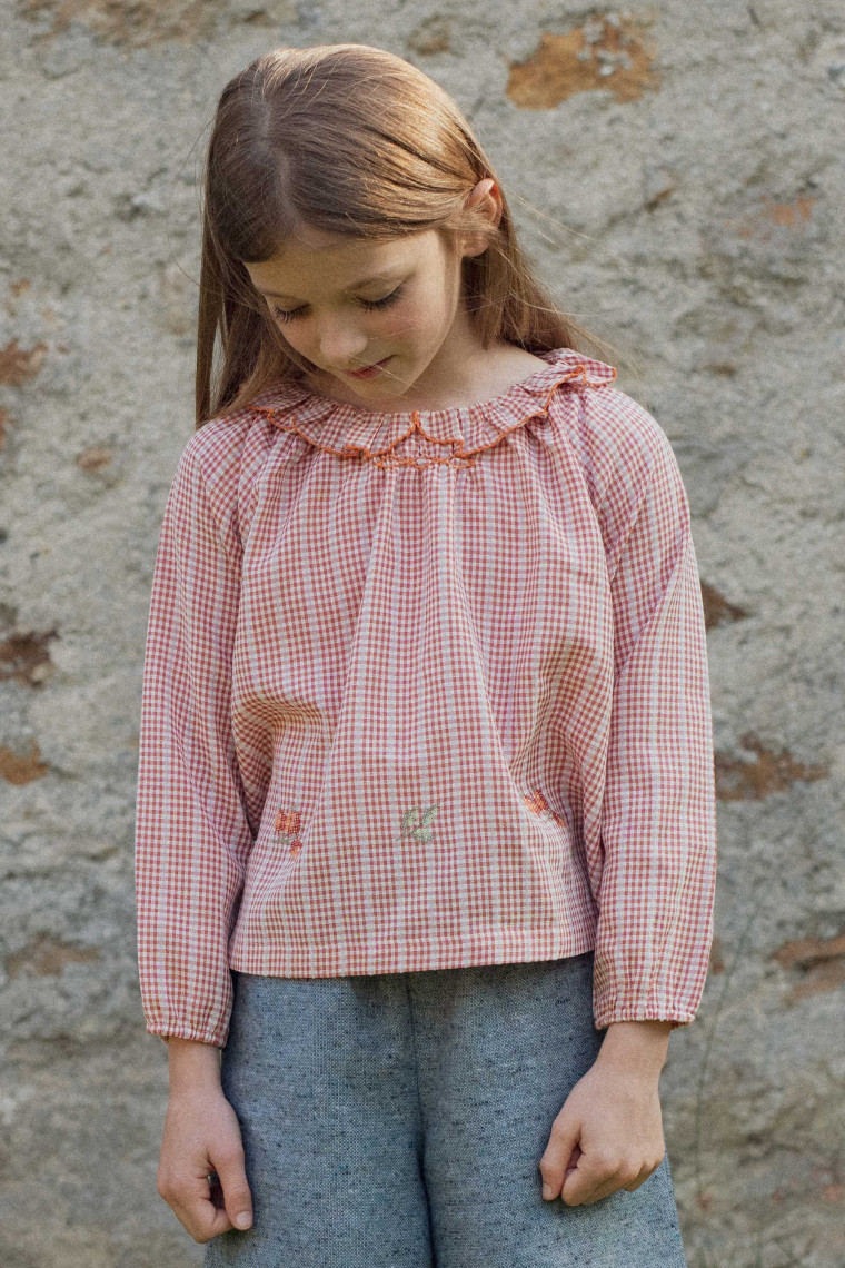 Blouse brodée Olympe en vichy