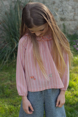 Blouse brodée Olympe en vichy