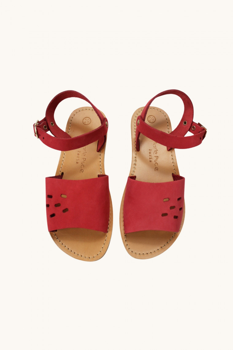 Sandale Pauline en nubuck framboise