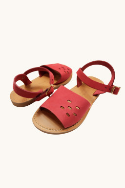 Sandale Pauline en nubuck framboise