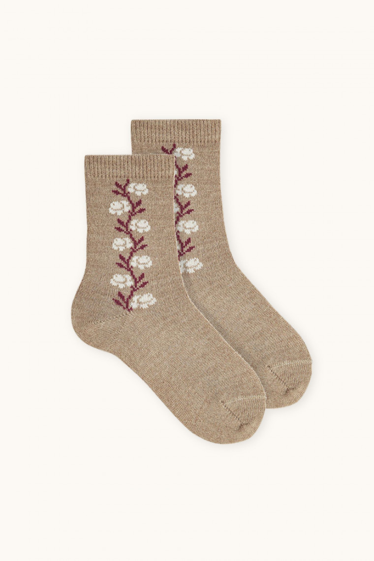 Chaussettes à fleurs Condor Biscuit