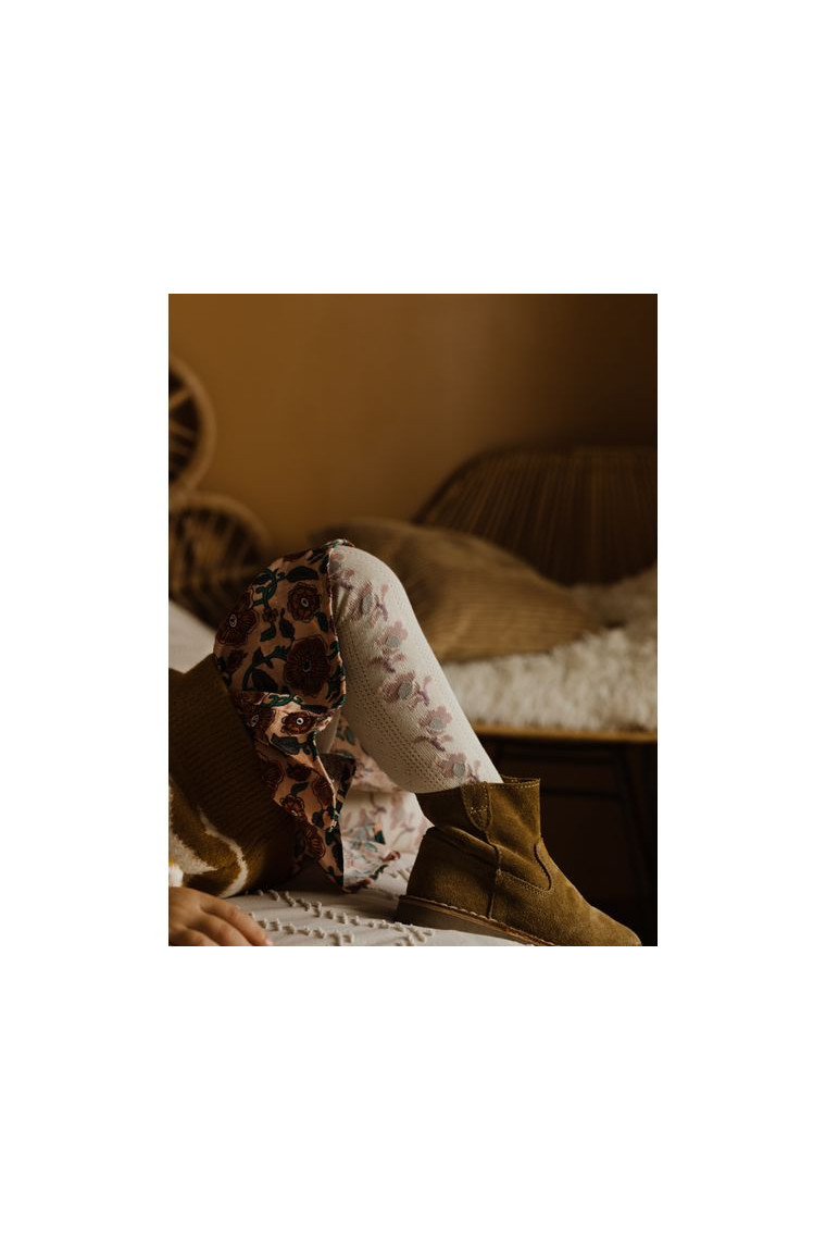 Collants collegien à fleurs