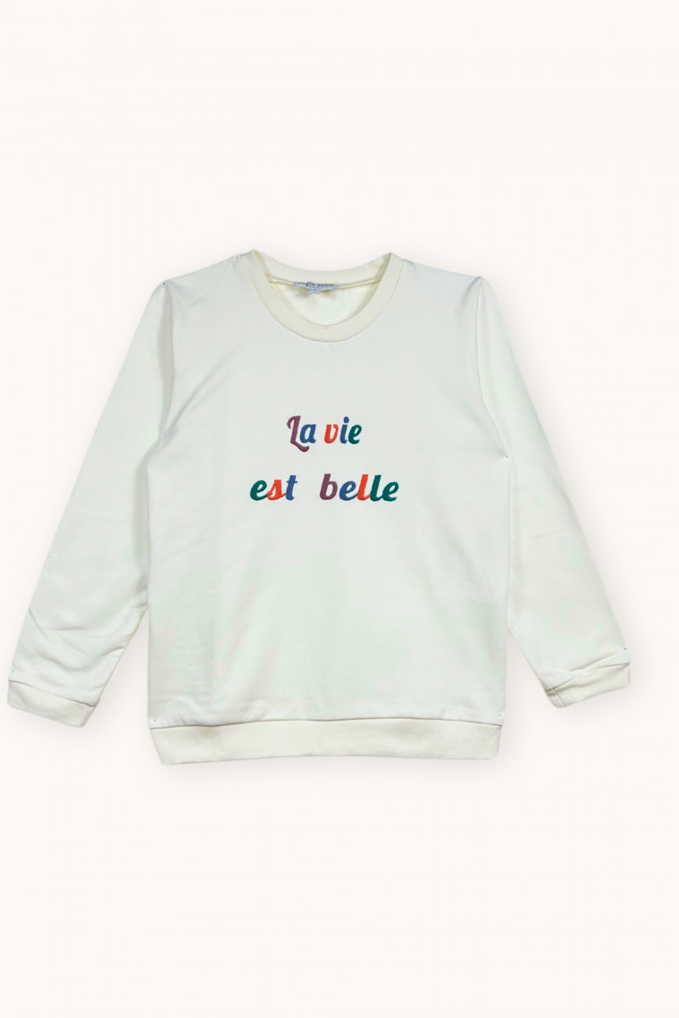 Sweat femme brode La vie est belle