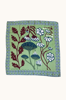 Silk scarf Alice Almond green