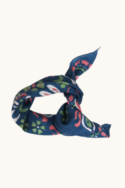 Foulard en soie Yulia bleu marine