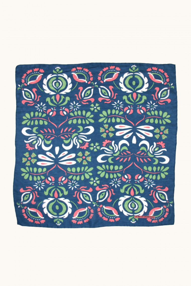 Foulard en soie Yulia bleu marine