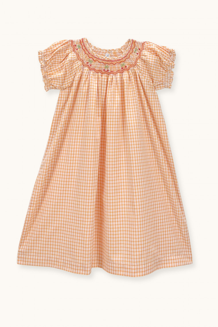 Cherry smocked dress in gingham