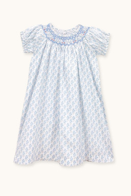 Cherry dress hand-smocked Primrose blue