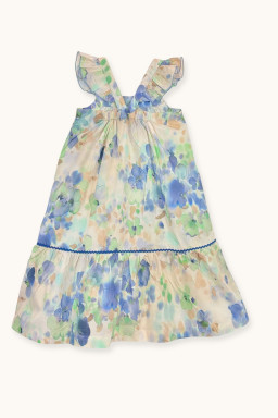 Sally sun dress Blue frozen flowers