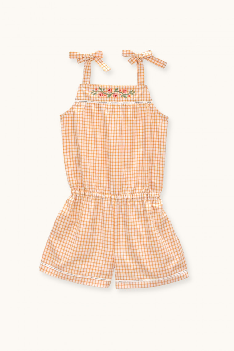 Grace jumpsuit in gingham-cross stitch embroidery