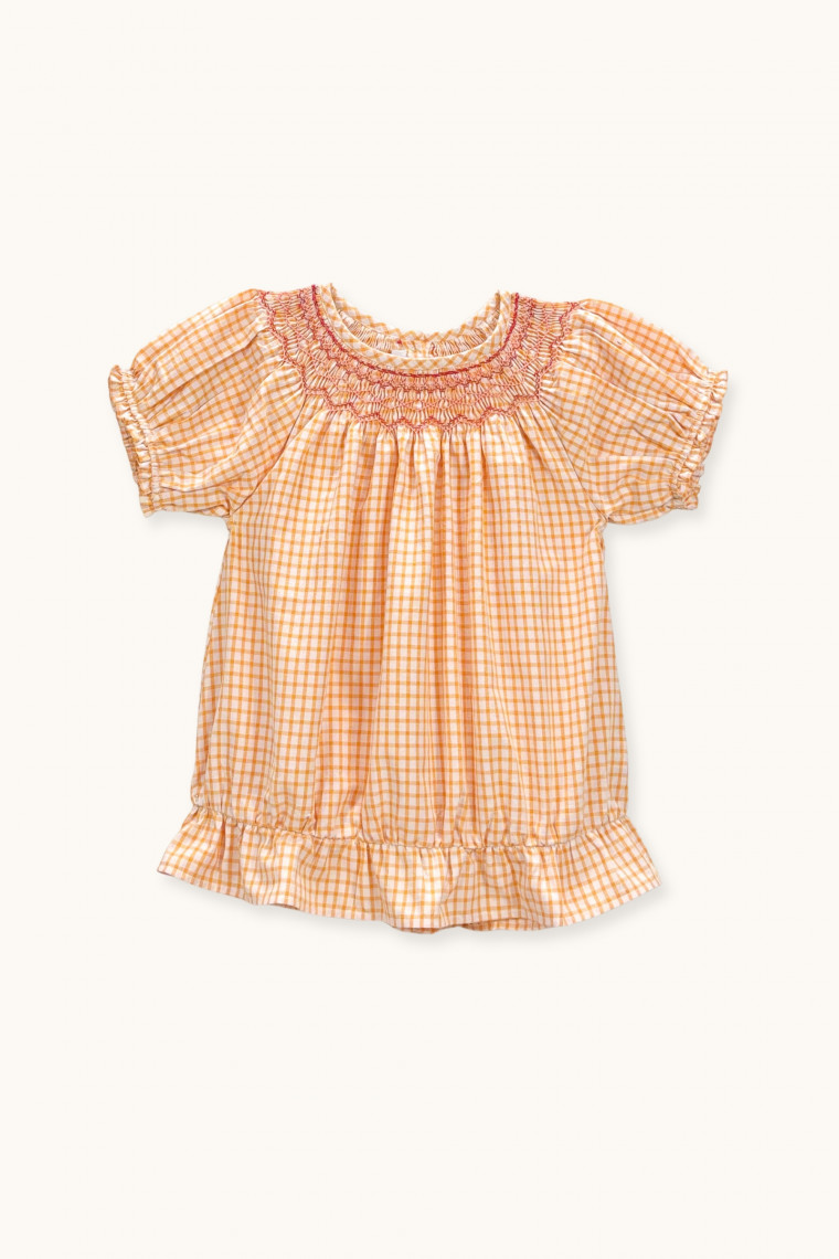 Gaia blouse hand-smocked in gingham