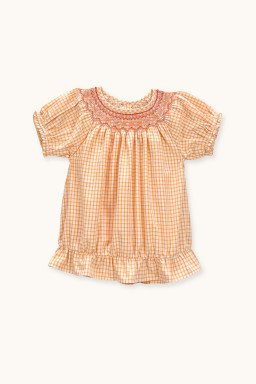 Gaia blouse hand-smocked in gingham