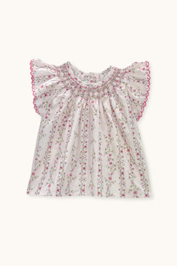 Blouse bébé Paloma smockée roses farandole