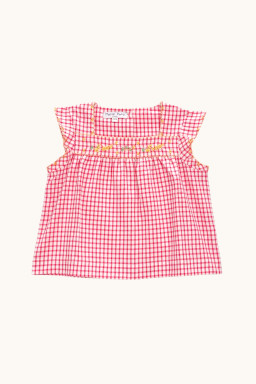 Blouse VERA brodée à carreaux vichy