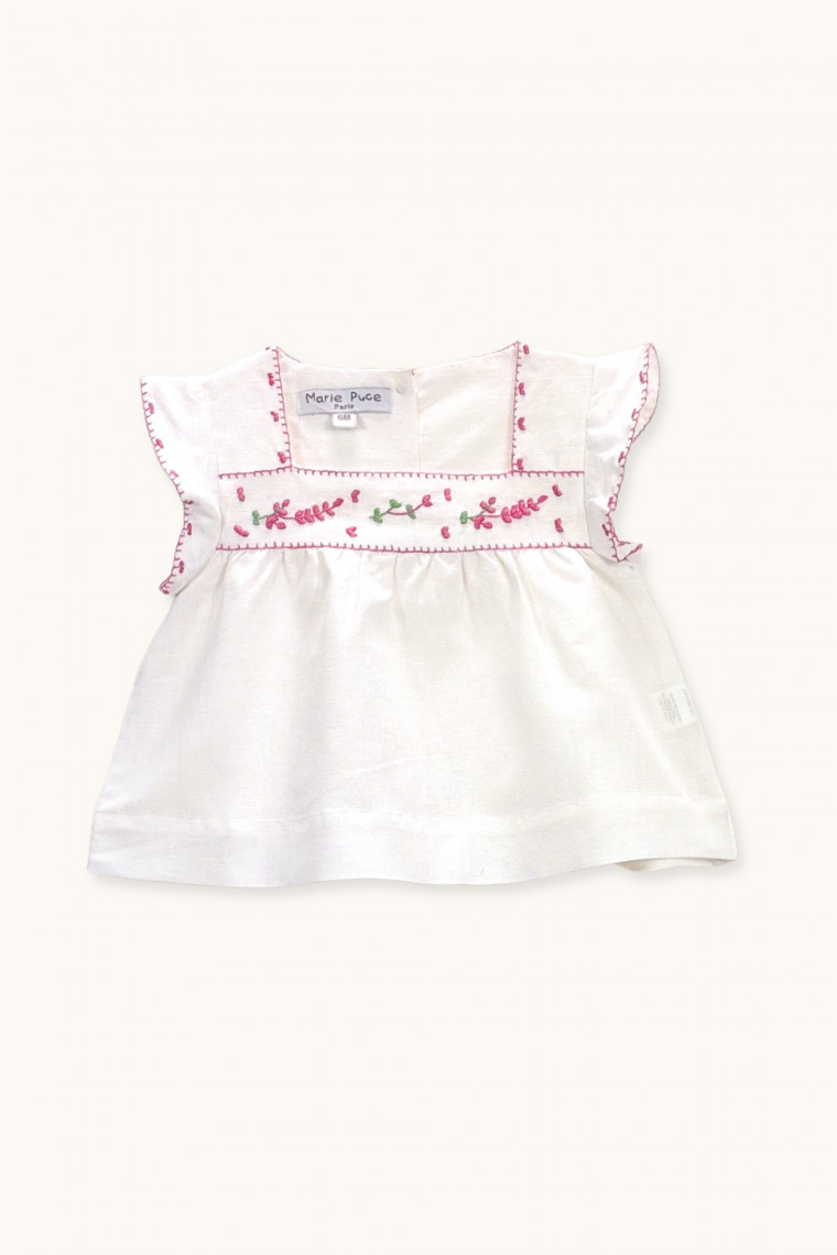 Vera blouse hand-embroidered in linen