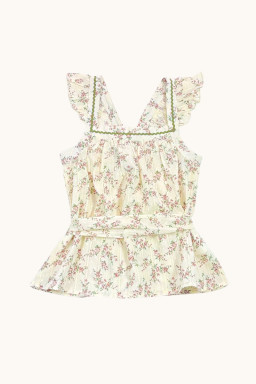 Top  Emy en plumetis Roses bouquet