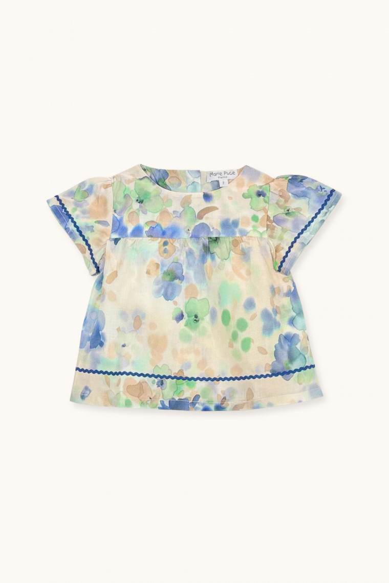 Mara blouse Blue frozen flowers