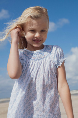 Cherry dress hand-smocked Primrose blue