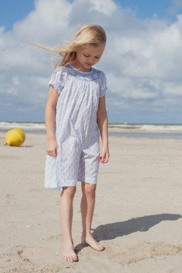 Cherry dress hand-smocked Primrose blue