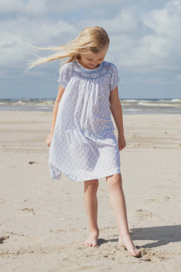 Cherry dress hand-smocked Primrose blue