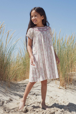 Cherry dress hand-smocked