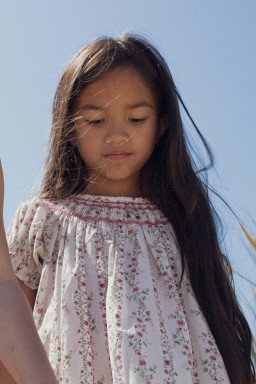 Cherry dress hand-smocked