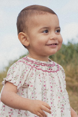 Cherry dress hand-smocked