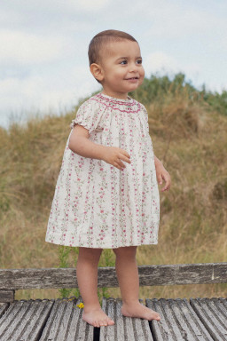 Cherry dress hand-smocked