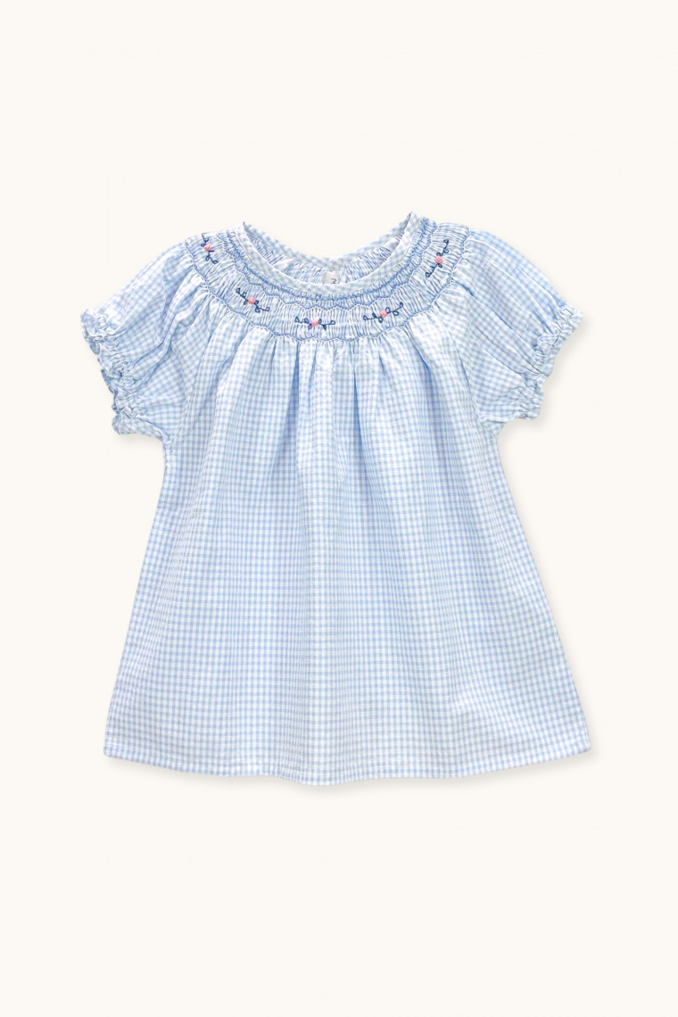 Meryl blouse hand-smocked in gingham