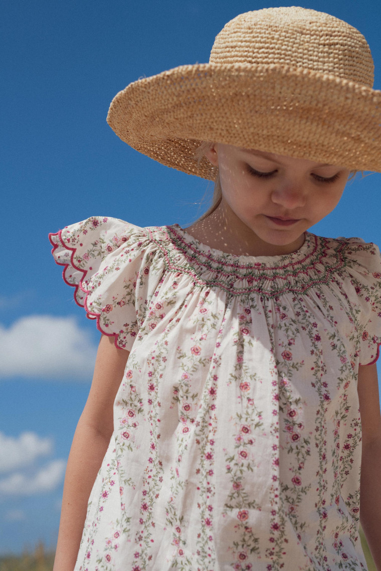 Paloma Hand-smocked blouse Roses farandole