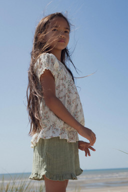 Blouse Gaia smockée  plumetis roses bouquet