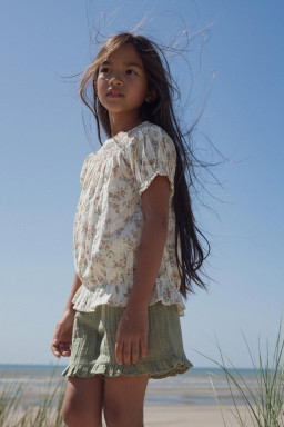 Blouse Gaia smockée  plumetis roses bouquet