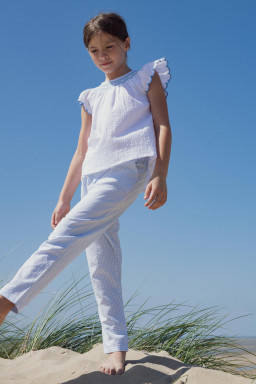 Paloma hand-smocked blouse embroidered double gauze