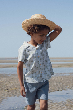 Chemise Caraibe palmiers bleus