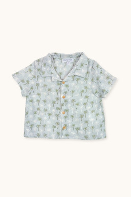 Chemise Caraibe palmiers bleus