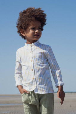 Arsene shirt with mandarin collar in striped cotton