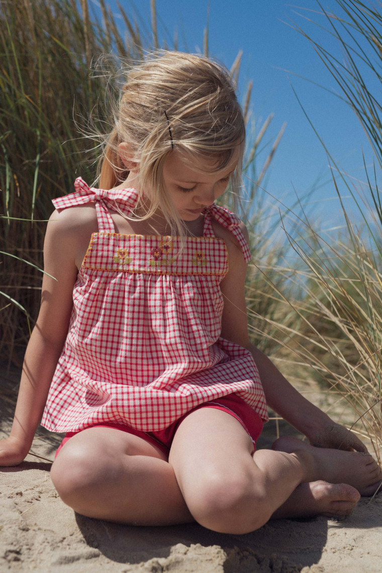 Top Adelie brodé au point de croix