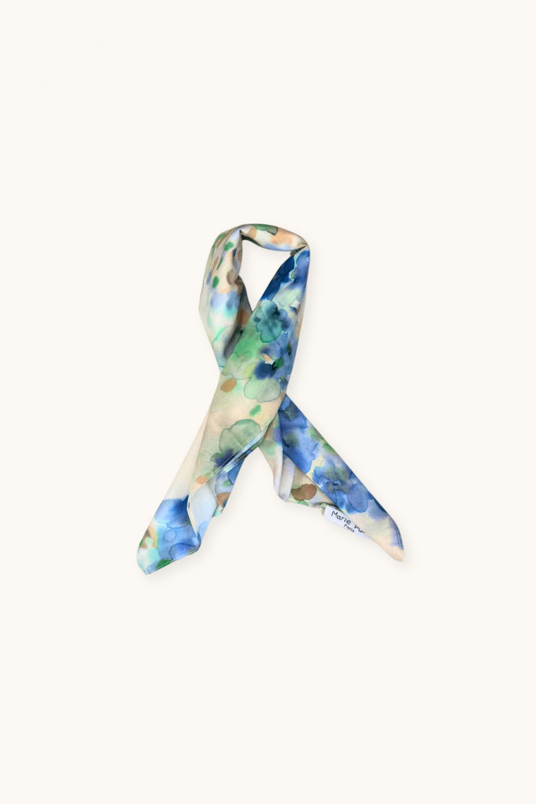 scarf blue frozen flowers